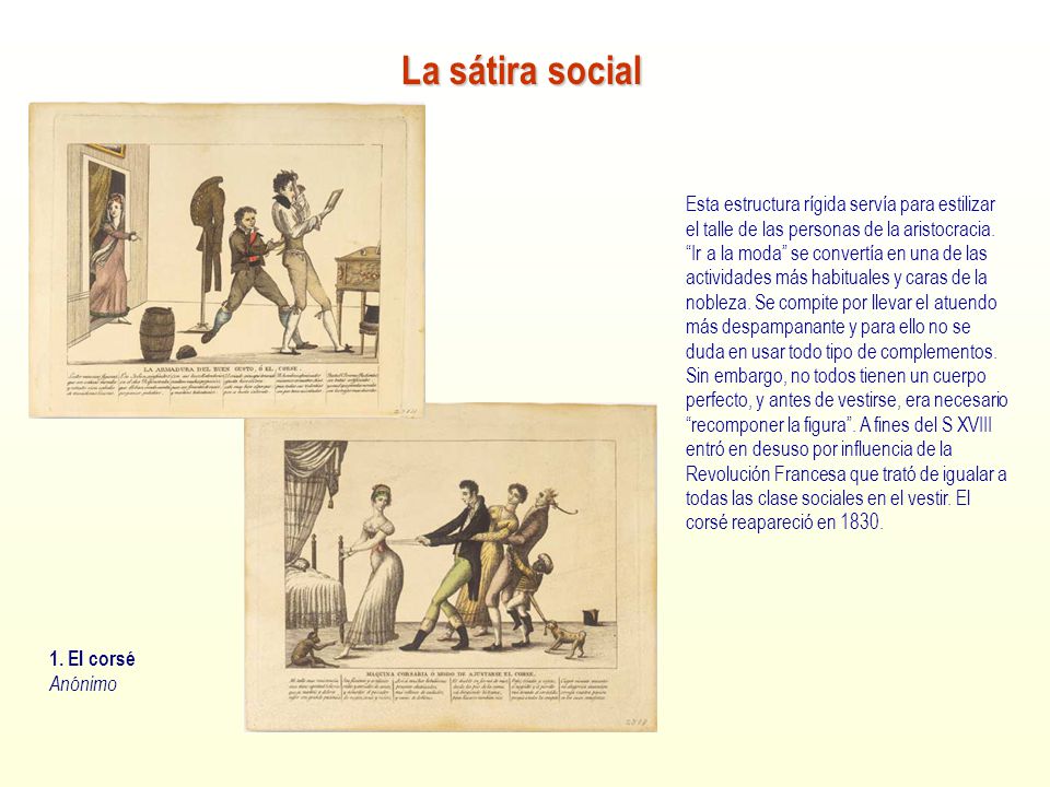 La sátira social 1. El corsé. Anónimo.