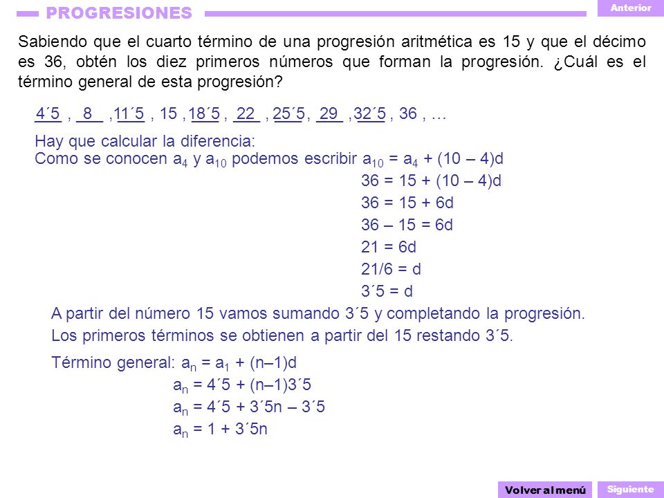 ___ , ___ , ___ , 15 , ___ , ___ , ___ , ___ , ___ , 36 , … 4´5 8 11´5