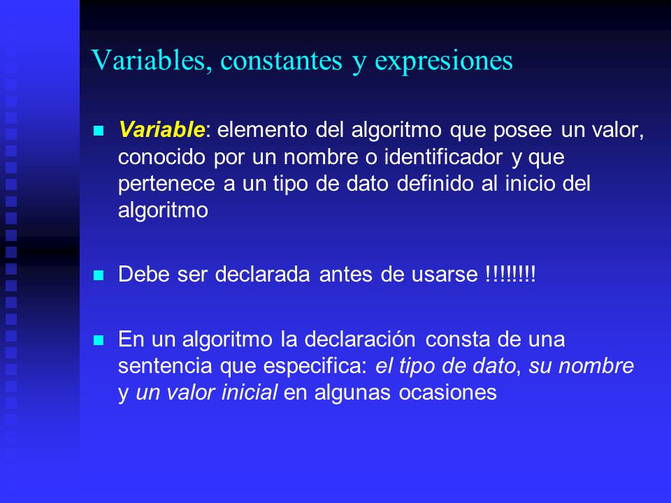 Variables, constantes y expresiones