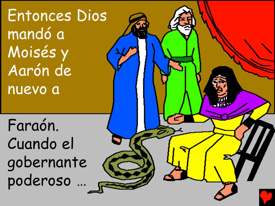 Entonces Dios mandó a Moisés y Aarón de nuevo a Faraón. Cuando el gobernante poderoso …