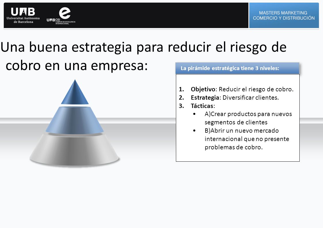Una buena estrategia para reducir el riesgo de cobro en una empresa: