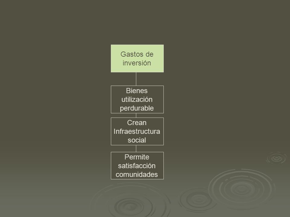 Gastos de inversión. Bienes. utilización. perdurable. Crean. Infraestructura. social. Permite.