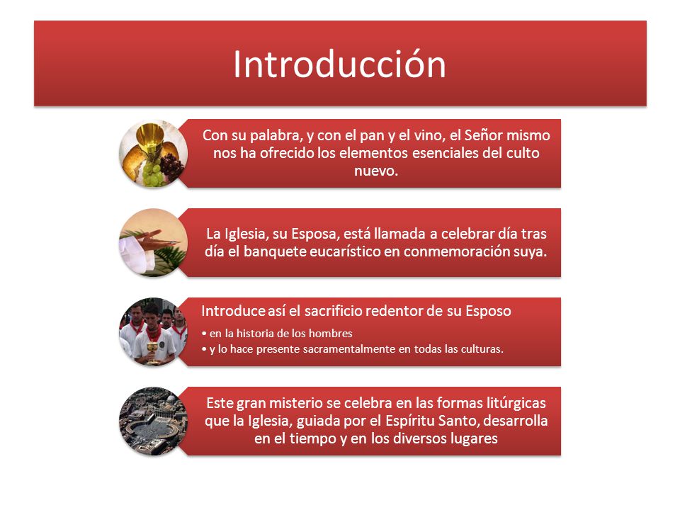 Introducción Con su palabra, y con el pan y el vino, el Señor mismo nos ha ofrecido los elementos esenciales del culto nuevo.
