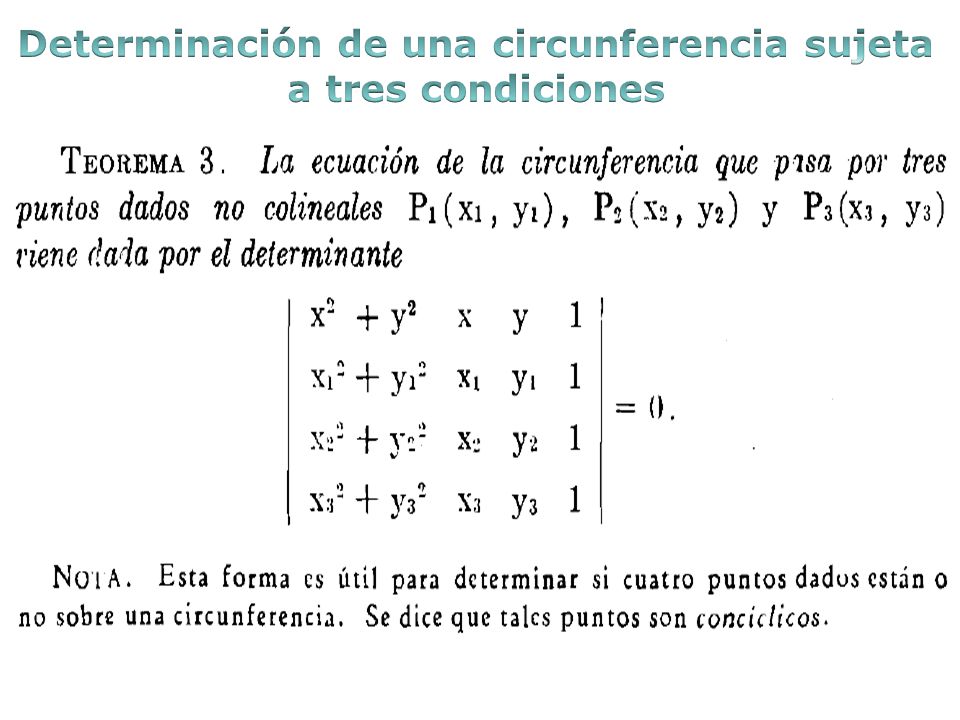 Determinación de una circunferencia sujeta a tres condiciones