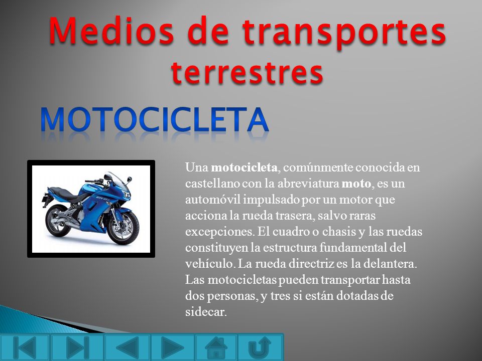 Medios de transportes terrestres motocicleta