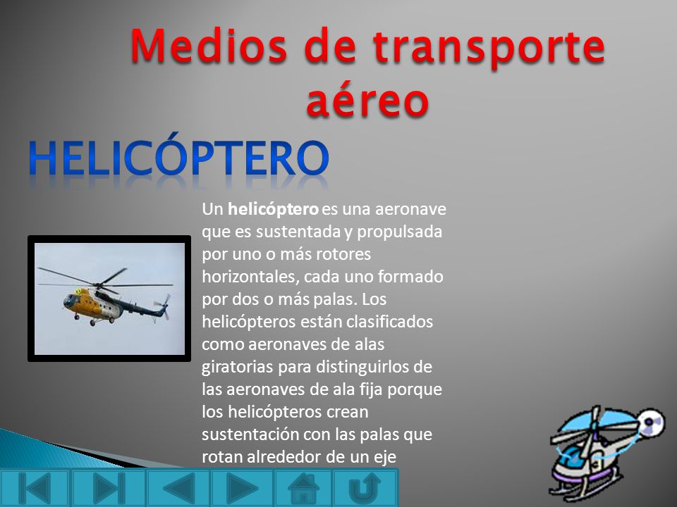 Medios de transporte aéreo helicóptero