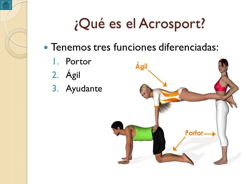 ¿Qué es el Acrosport Tenemos tres funciones diferenciadas: Portor