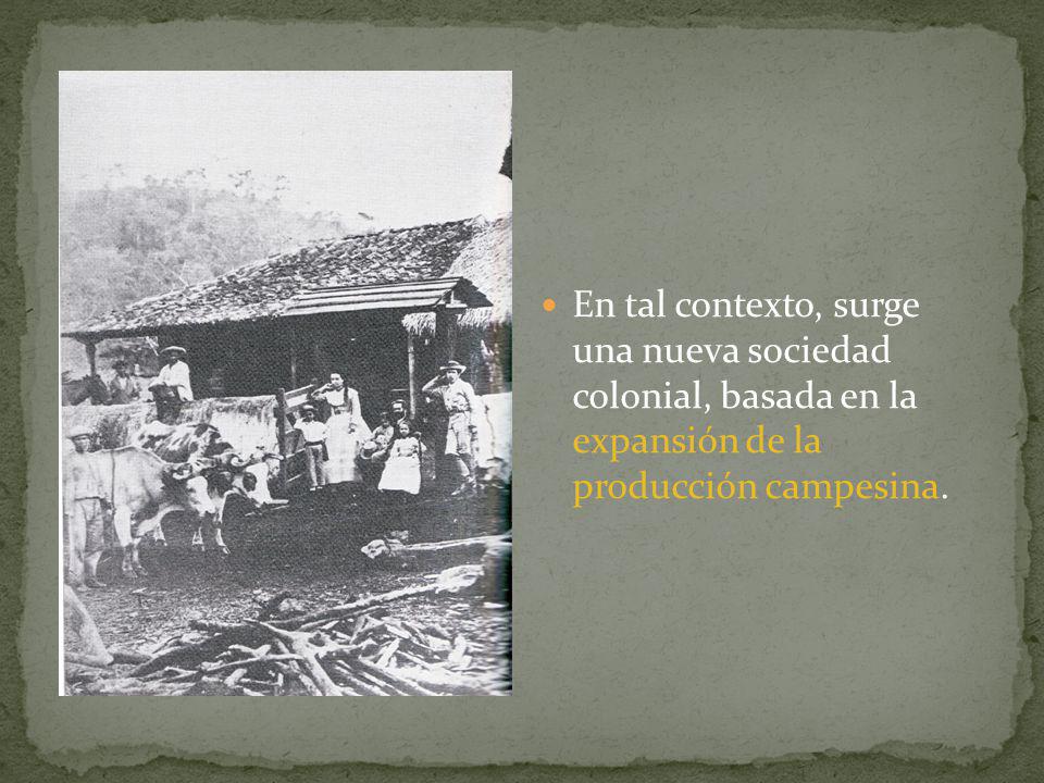 En tal contexto, surge una nueva sociedad colonial, basada en la expansión de la producción campesina.