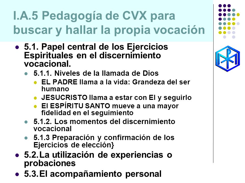 I.A.5 Pedagogía de CVX para buscar y hallar la propia vocación