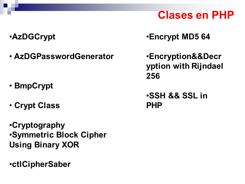 Clases en PHP AzDGCrypt AzDGPasswordGenerator BmpCrypt Crypt Class