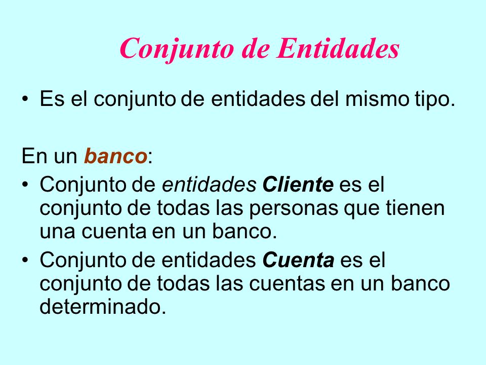 Conjunto de Entidades Es el conjunto de entidades del mismo tipo.