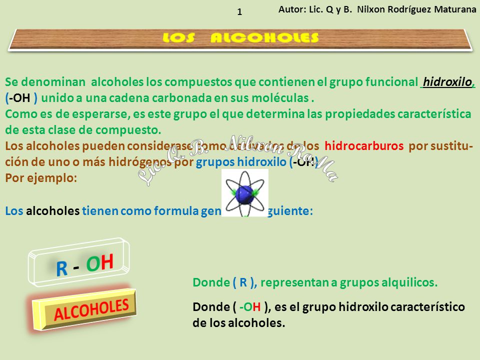 Lic. Q. B. Nilxon RoMa R - OH LOS ALCOHOLES ALCOHOLES