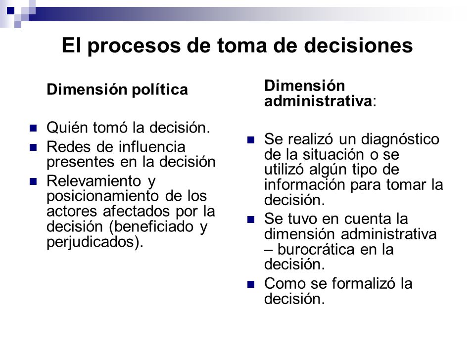 El procesos de toma de decisiones