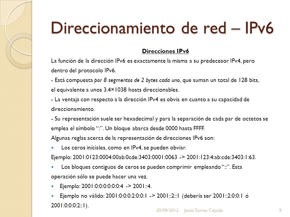 Direccionamiento de red – IPv6