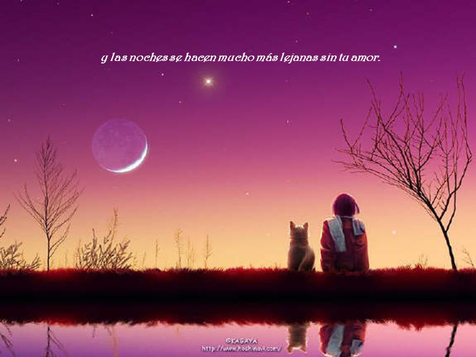 y las noches se hacen mucho más lejanas sin tu amor.