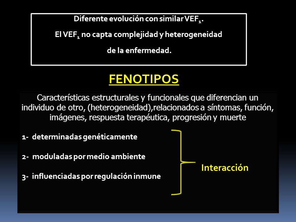 FENOTIPOS Interacción Diferente evolución con similar VEF1.
