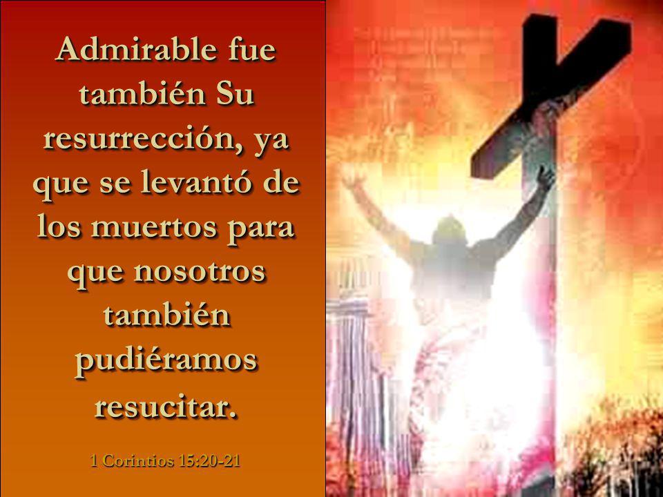 Admirable fue también Su resurrección, ya que se levantó de los muertos para que nosotros también pudiéramos resucitar.