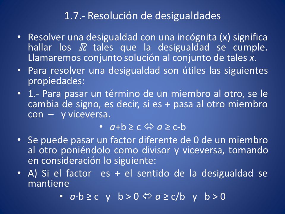 1.7.- Resolución de desigualdades