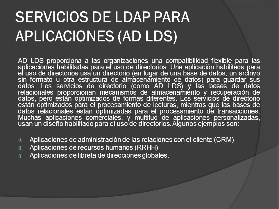 SERVICIOS DE LDAP PARA APLICACIONES (AD LDS)