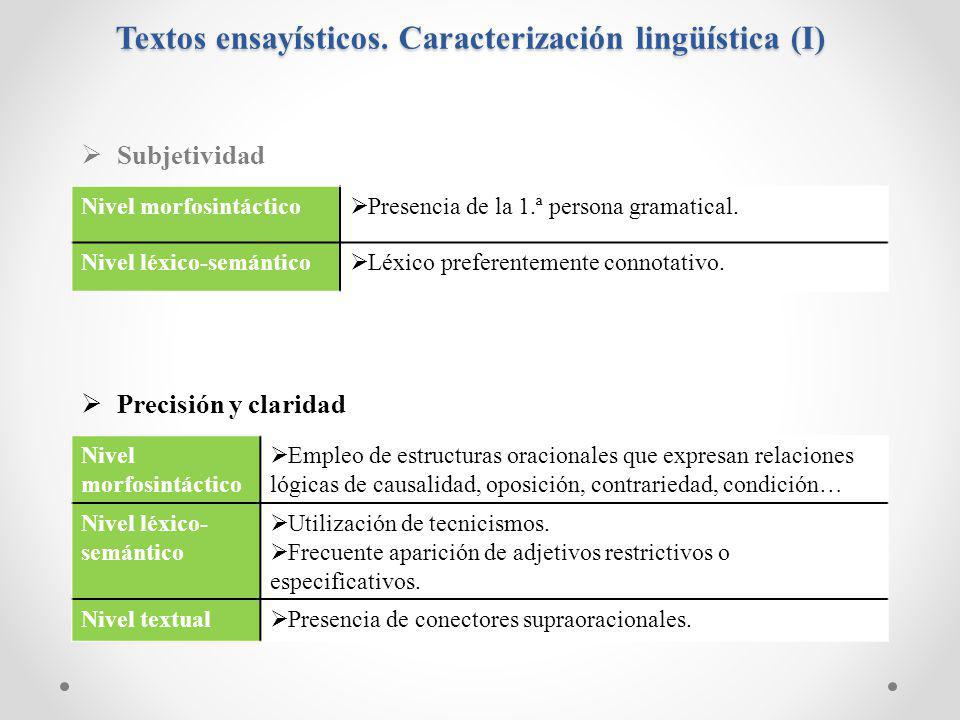 Textos ensayísticos. Caracterización lingüística (I)