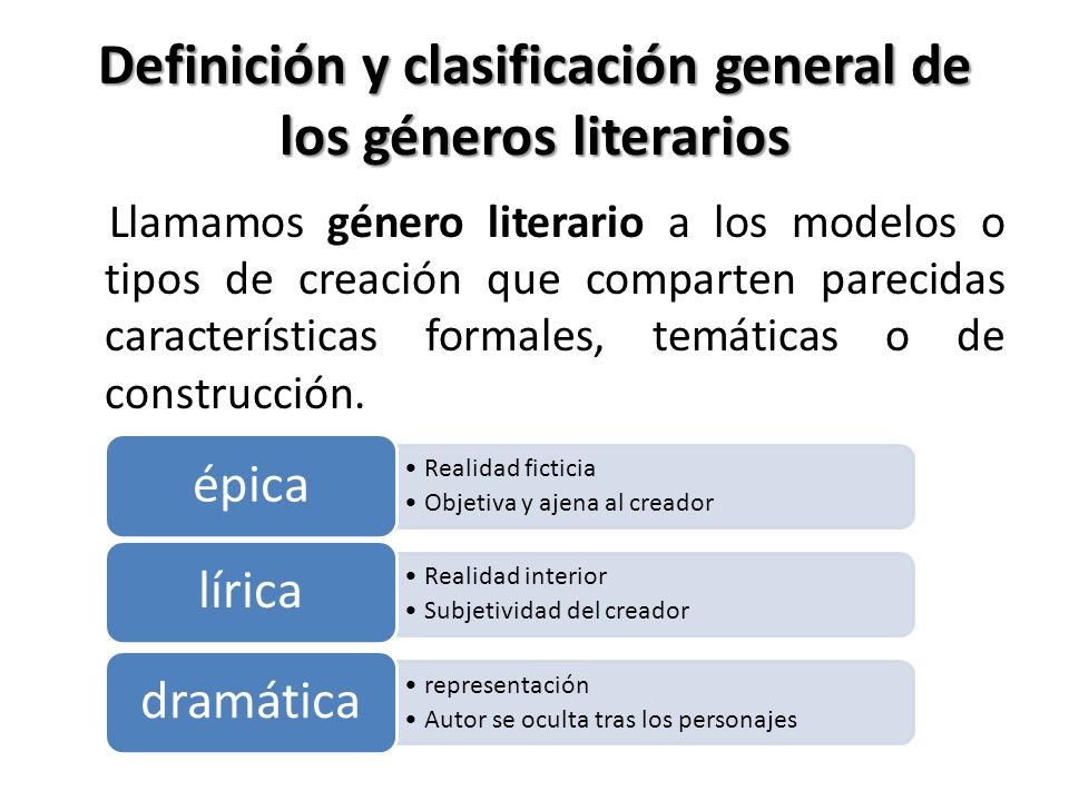 Definición y clasificación general de los géneros literarios