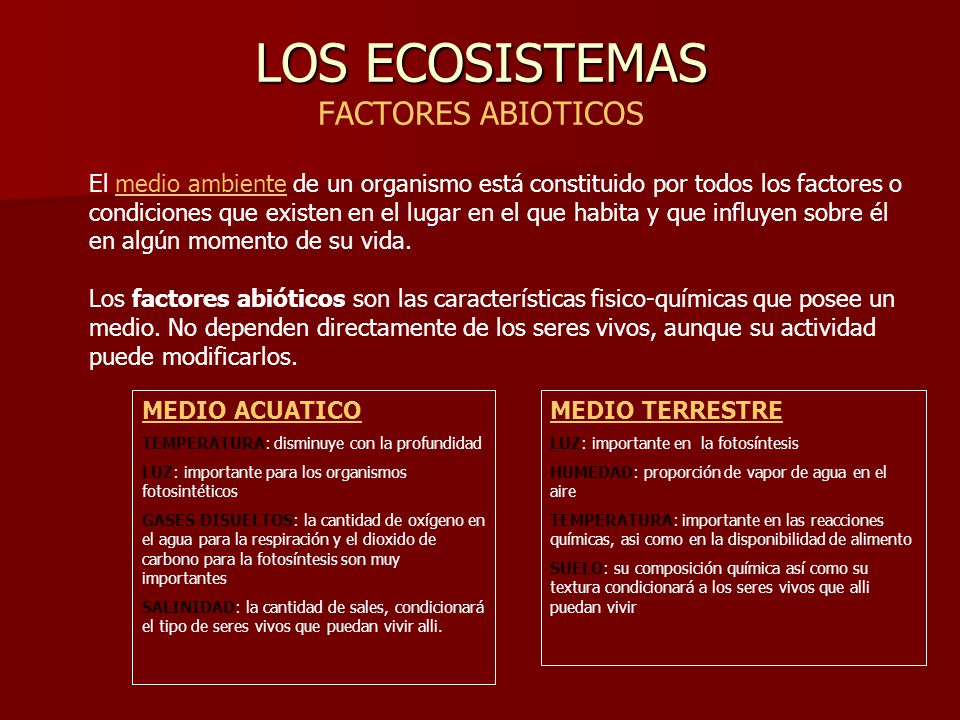 LOS ECOSISTEMAS FACTORES ABIOTICOS