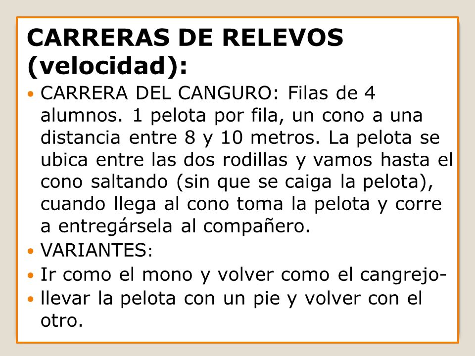 CARRERAS DE RELEVOS (velocidad):