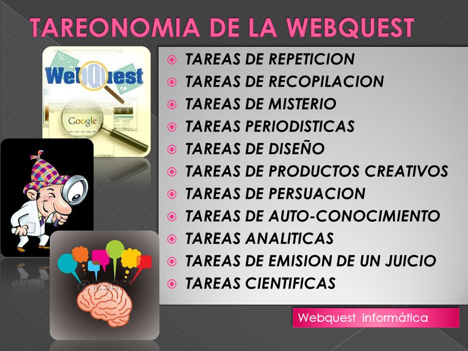 TAREONOMIA DE LA WEBQUEST