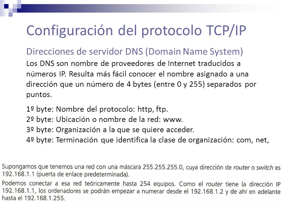Configuración del protocolo TCP/IP