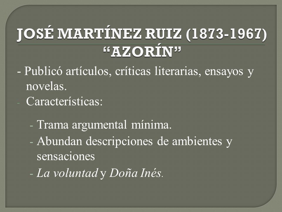 JOSÉ MARTÍNEZ RUIZ ( ) AZORÍN