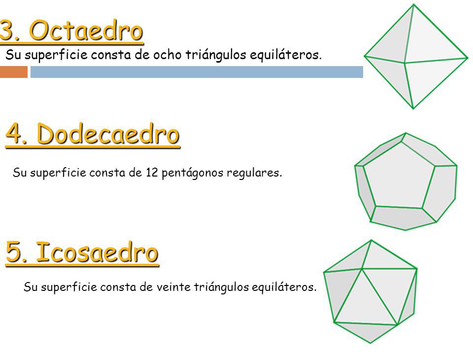 3. Octaedro 4. Dodecaedro 5. Icosaedro