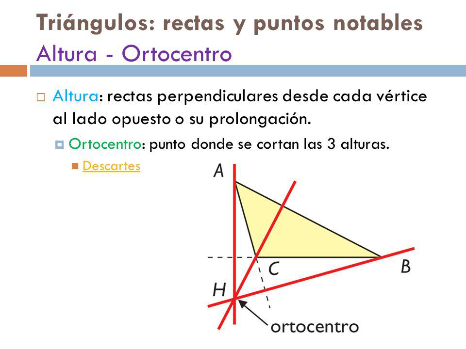 Triángulos: rectas y puntos notables Altura - Ortocentro