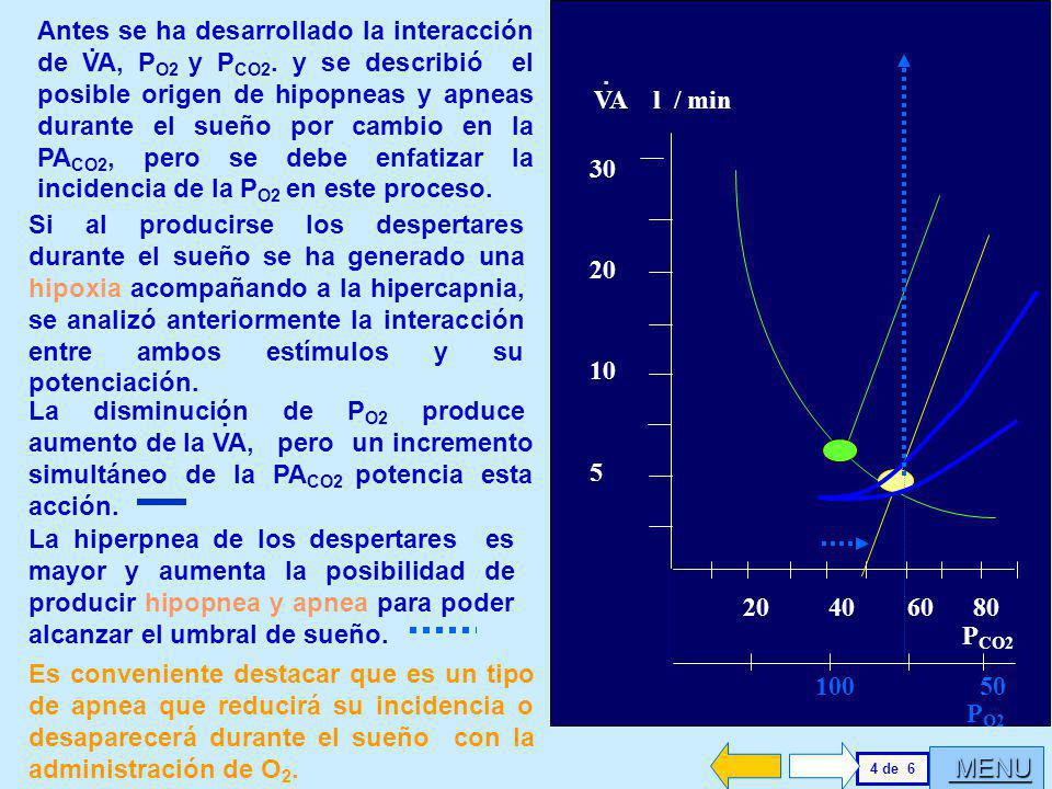 La disminución de PO2 produce aumento de la VA, .