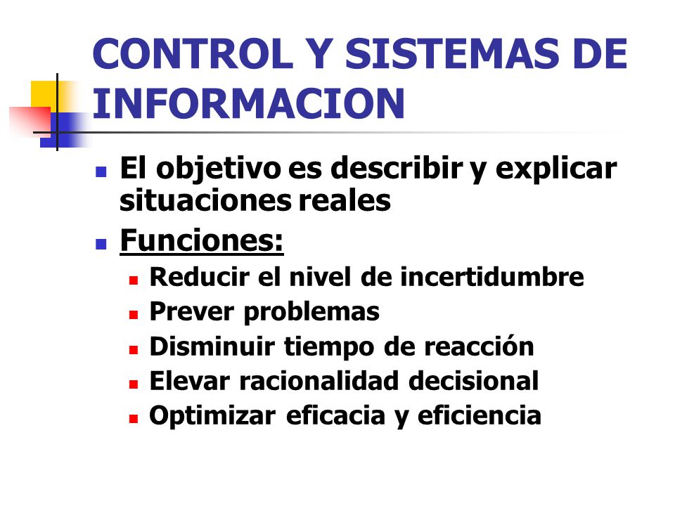 CONTROL Y SISTEMAS DE INFORMACION