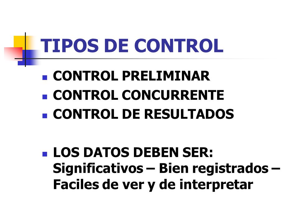 TIPOS DE CONTROL CONTROL PRELIMINAR CONTROL CONCURRENTE