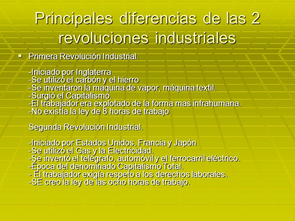 Principales diferencias de las 2 revoluciones industriales