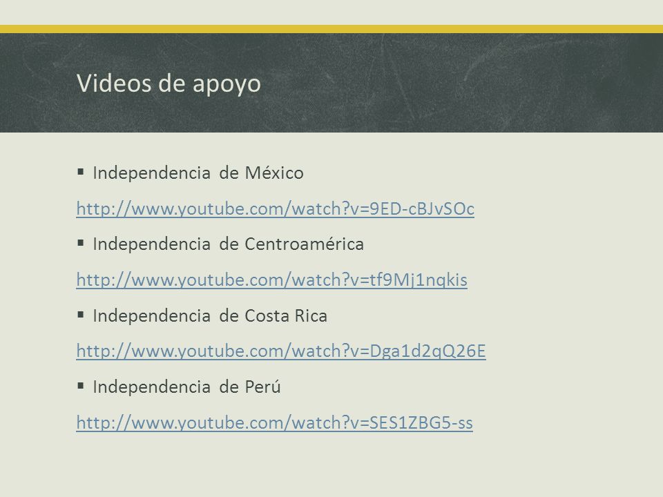 Videos de apoyo Independencia de México
