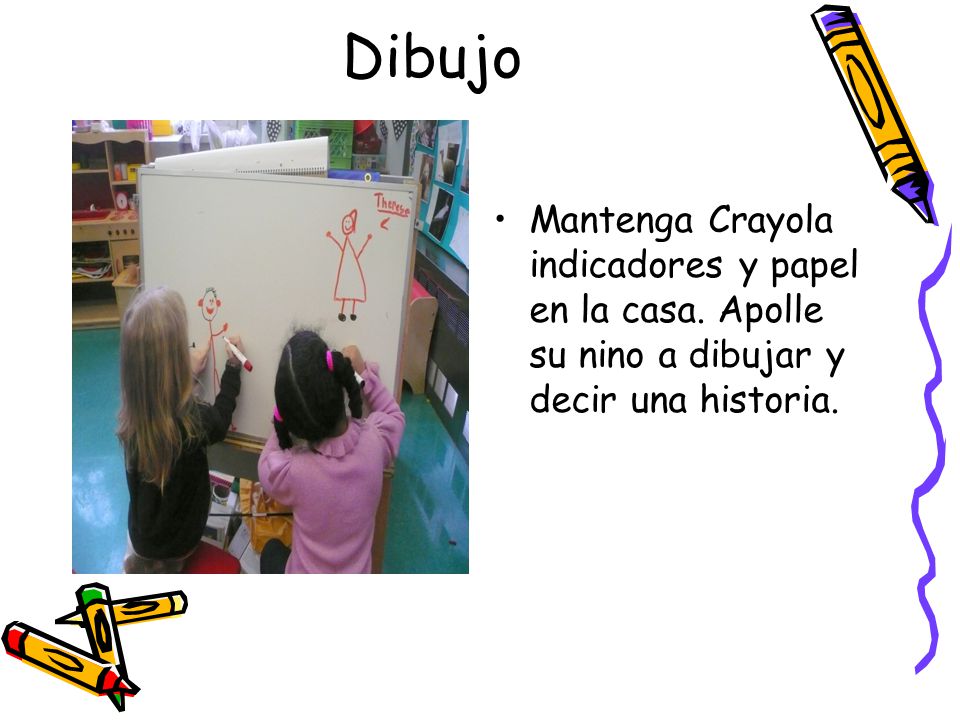 Dibujo Mantenga Crayola indicadores y papel en la casa.