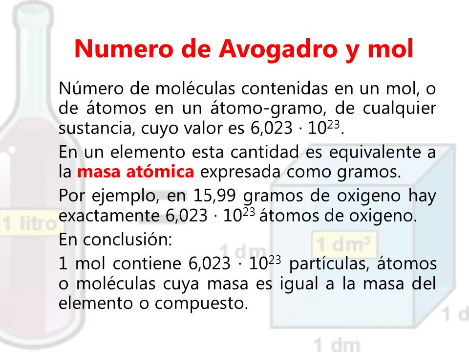 Numero de Avogadro y mol