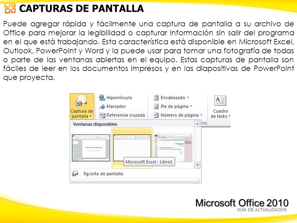 CAPTURAS DE PANTALLA Microsoft Office 2010