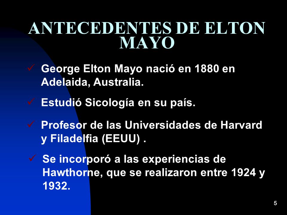 ANTECEDENTES DE ELTON MAYO