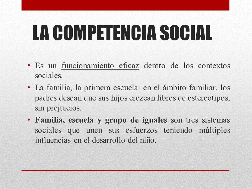LA COMPETENCIA SOCIAL Es un funcionamiento eficaz dentro de los contextos sociales.