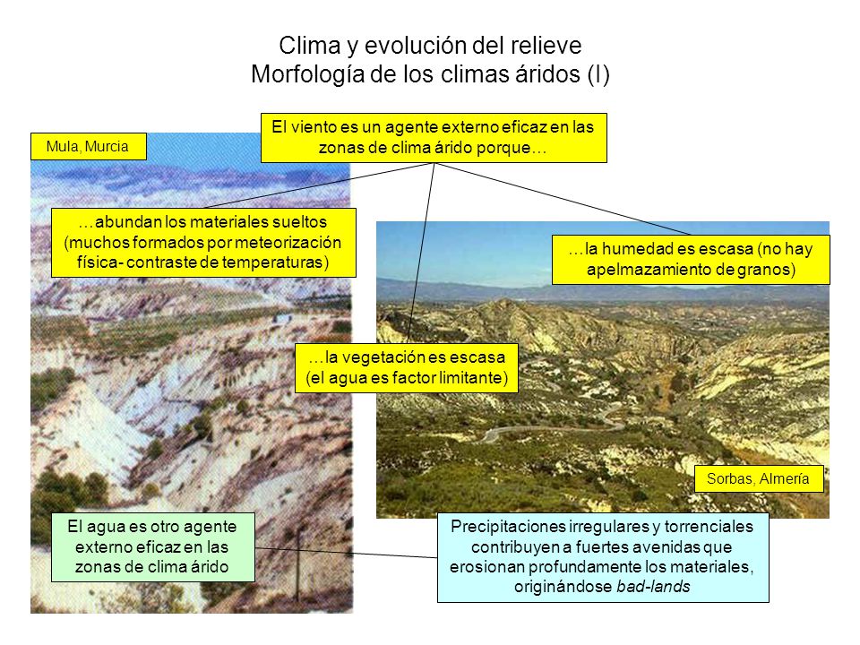 Clima y evolución del relieve Morfología de los climas áridos (I)