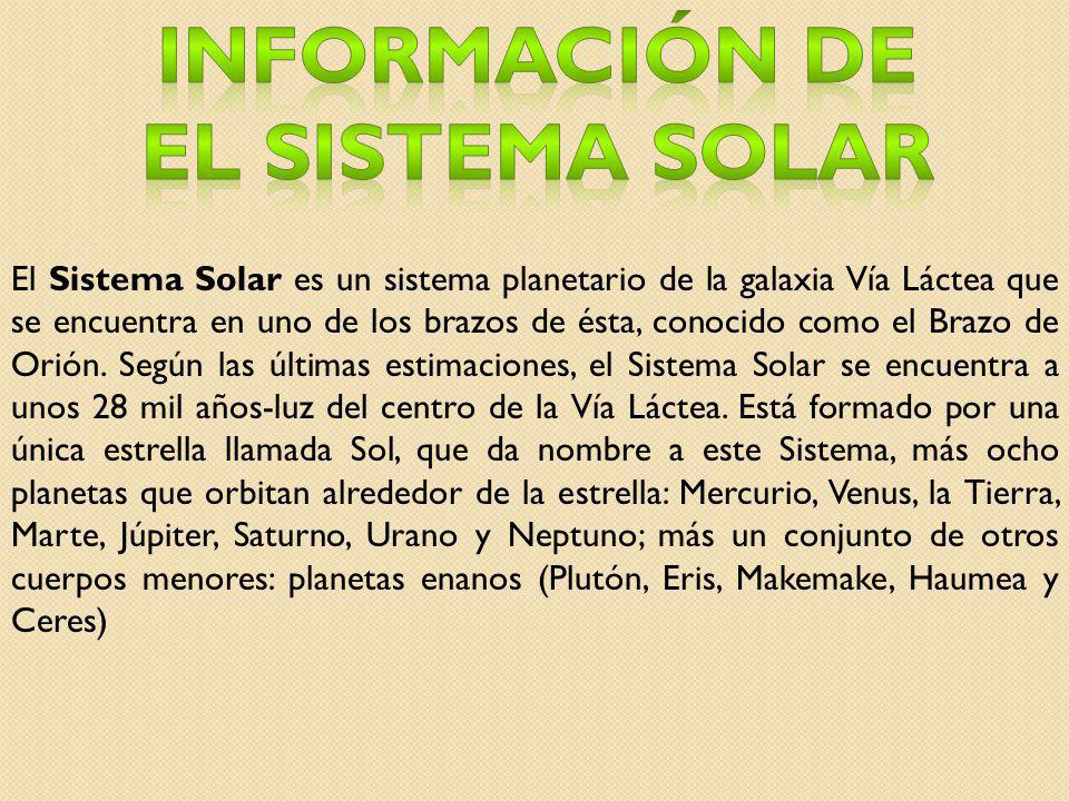 Información de el sistema solar