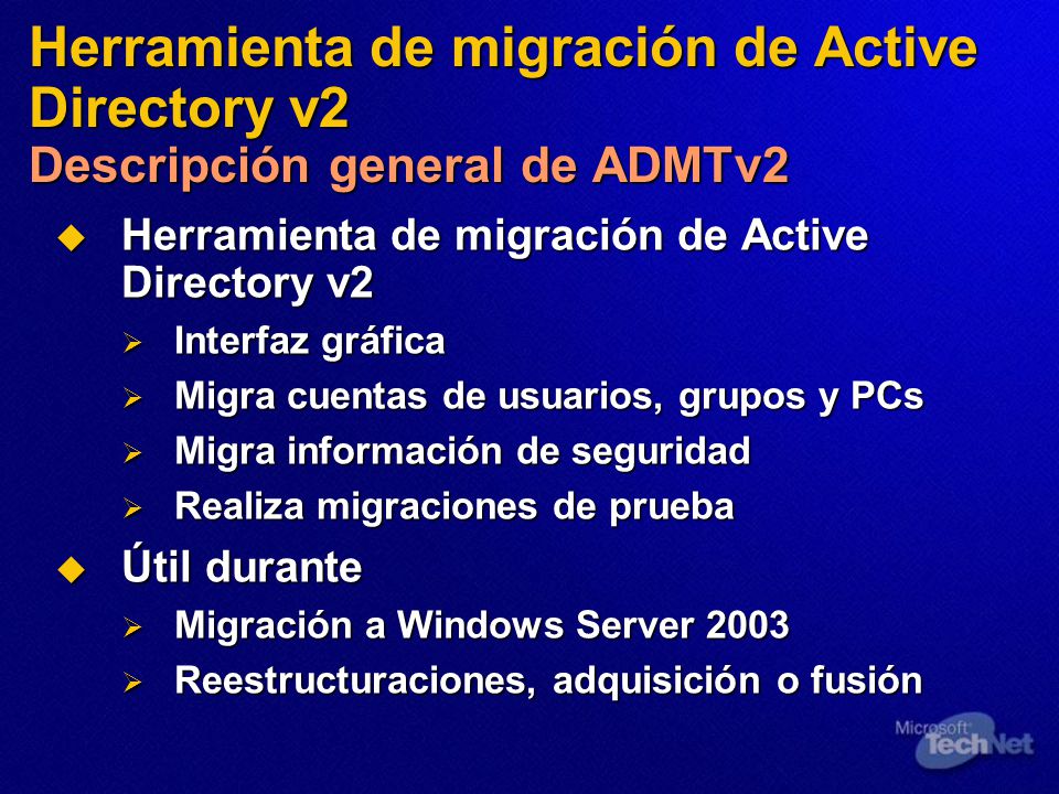 Herramienta de migración de Active Directory v2 Descripción general de ADMTv2