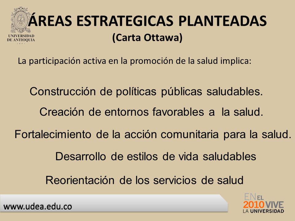 ÁREAS ESTRATEGICAS PLANTEADAS (Carta Ottawa)