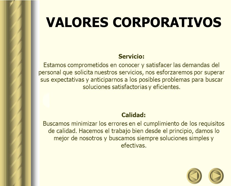 VALORES CORPORATIVOS Servicio: