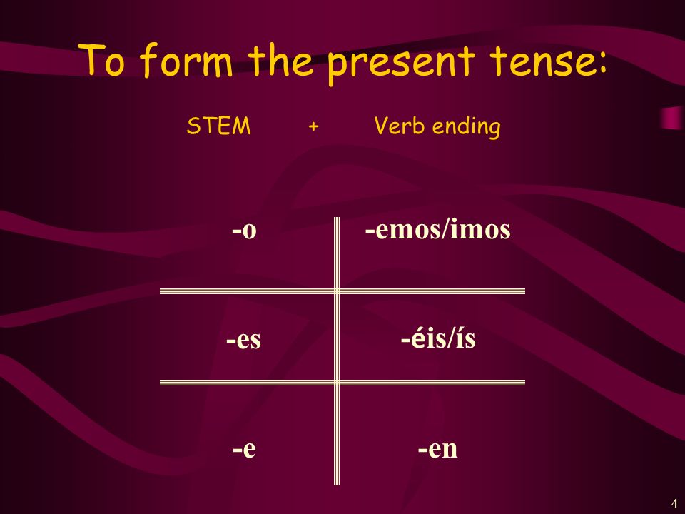 To form the present tense: