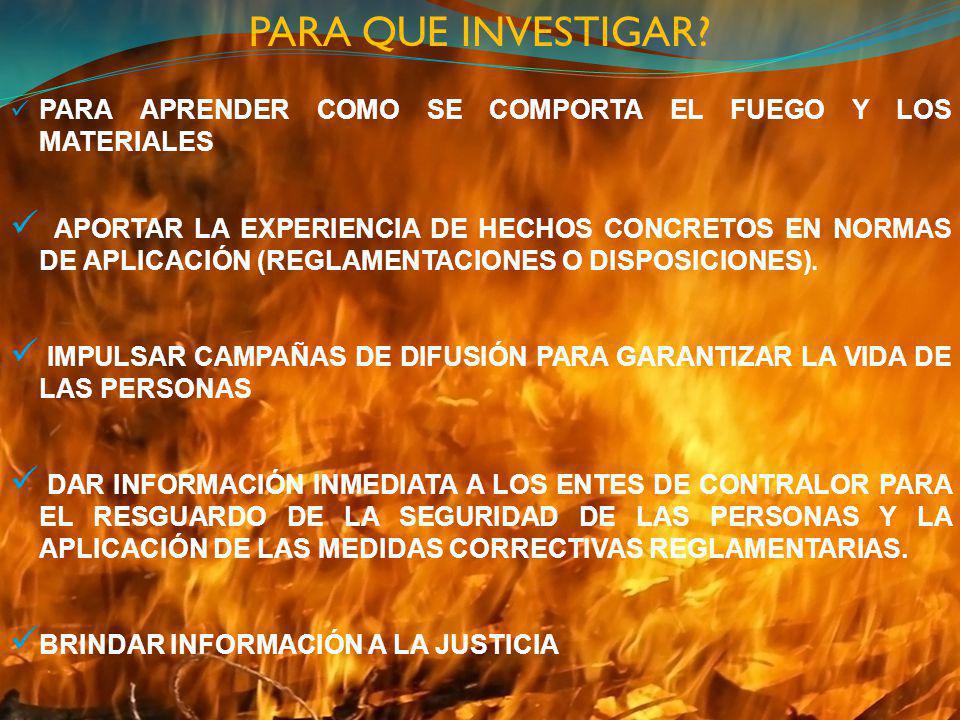 PARA QUE INVESTIGAR PARA APRENDER COMO SE COMPORTA EL FUEGO y los materiales.