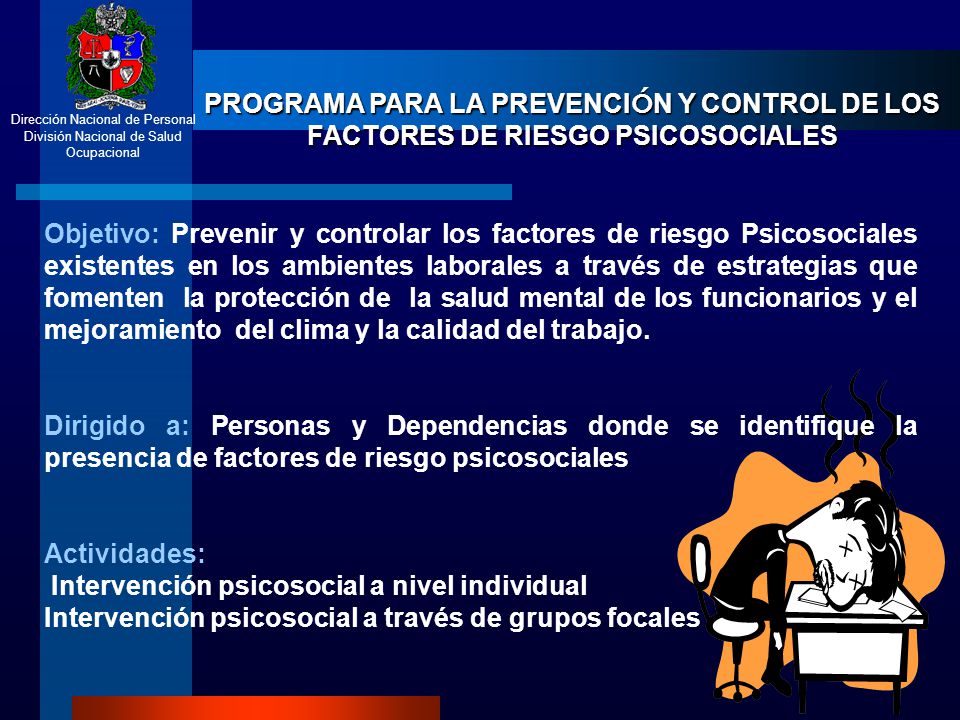 PROGRAMA PARA LA PREVENCIÓN Y CONTROL DE LOS FACTORES DE RIESGO PSICOSOCIALES